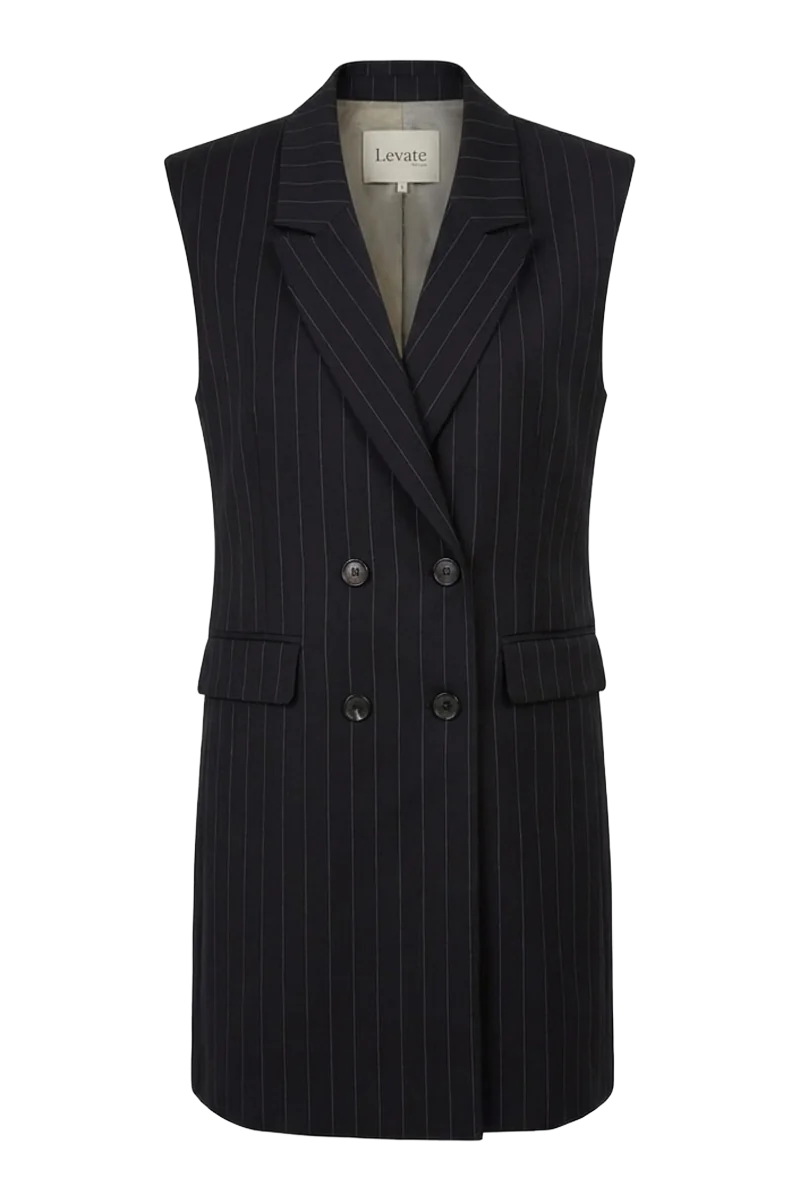 pinstripe vest dress — front