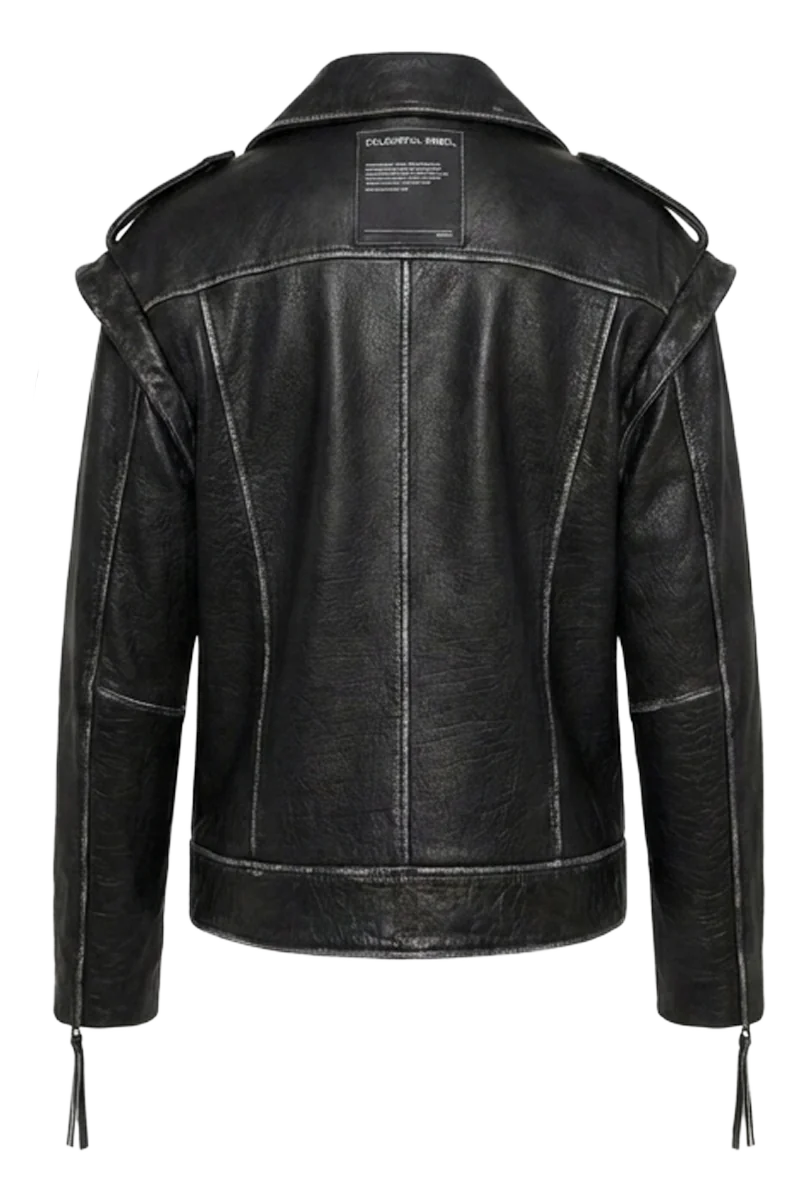 oversized leather jacket — back